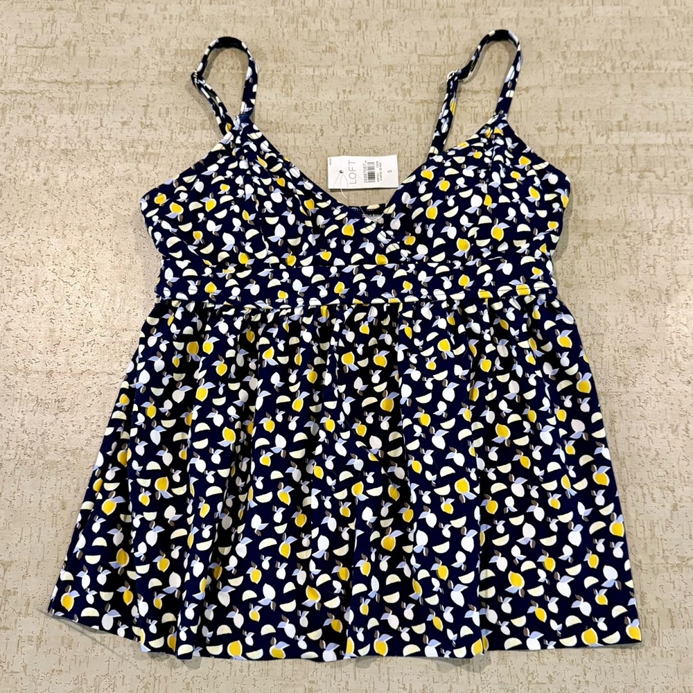 Ann Taylor LOFT Beach NWT Swim Tankini Tank Top Small Lemons 🍋 Summer Vacation